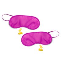 2x stuks slaapmasker fuchsia met oordoppen