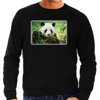 Dieren sweater / trui met pandaberen foto zwart voor heren - thumbnail