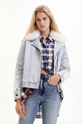 Truckerjack met imitatiebont - BLUE - M