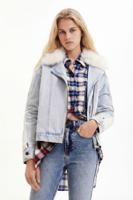 Truckerjack met imitatiebont - BLUE - M