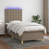 Boxspring met matras en LED stof taupe 90x190 cm
