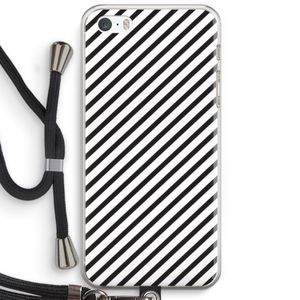 Strepen zwart-wit: iPhone 5 / 5S / SE Transparant Hoesje met koord