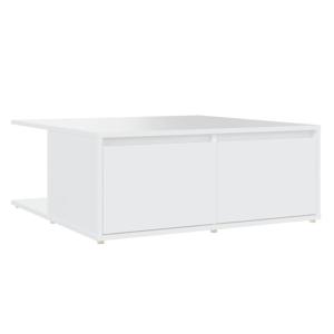 The Living Store Salontafel Basic - Wit - 80x80x31 cm - Vakken en lades