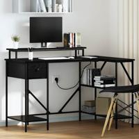 Bureau Zwart eiken 120 x 79 x 86.5 cm Bewerkt hout Bureau Zwart eiken 120 x 79 x 86.5 cm Bewerkt hout