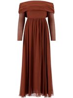 Giambattista Valli robe Georgette plissée - Marron