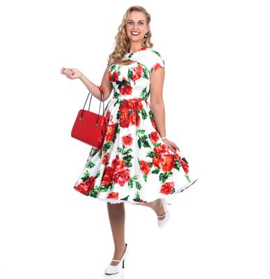 Evelyne Dress Red Roses+ Bolero-XS | 43% korting