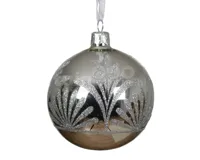 Kerstbal Glas Glitter Ø8cm Zilver 1st