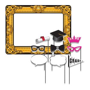 Foto prop set met frame - geslaagd - 11-delig - opblaasbare fotolijst - photo booth accessoires