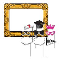 Foto prop set met frame - geslaagd - 11-delig - opblaasbare fotolijst - photo booth accessoires - thumbnail