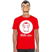 Rood Dali t-shirt met La Casa de Papel masker heren - thumbnail
