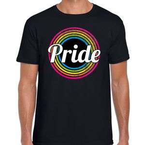 Pride regenboog cirkel / LHBT t-shirt zwart voor heren