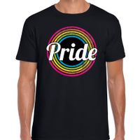 Pride regenboog cirkel / LHBT t-shirt zwart voor heren - thumbnail