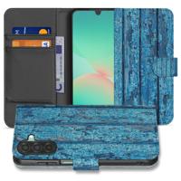 Samsung Galaxy A17 | Book Case | Afgebladderd Blauw Hout Met Pasjes