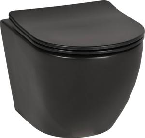 Saqu Please compact hangtoilet met softclose toiletbril 36x48x32cm mat zwart