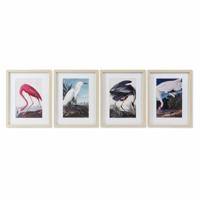 Schilderij DKD Home Decor Fågel Orientaals (35 x 2 x 45 cm) (4 Stuks)
