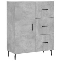 The Living Store Dressoir Betongrijs - 69.5 x 34 x 90 cm - Bewerkt hout en metaal - thumbnail