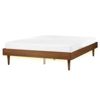 Beliani - TOUCY - Bed met LED - Lichtbruin - 160 x 200 cm - Rubberhout