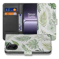 Bladeren Lichtgroen Wit Met 3 Pasjes Hoesje Voor OnePlus Nord CE 5 | Bookcase Hoesje