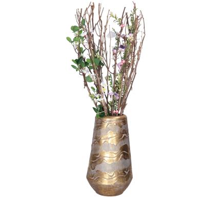 Countryfield Bloemenvaas Peggie - metaal - L19 x B19 x H33cm - metallic goud - decoratie - interieur