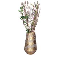 Countryfield Bloemenvaas Peggie - metaal - L19 x B19 x H33cm - metallic goud - decoratie - interieur