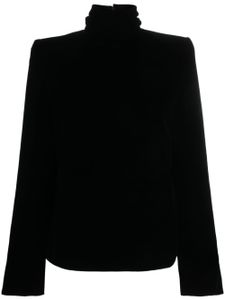 Saint Laurent blouse en velours à col montant - Noir