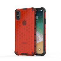 Schokbestendige honingraat PC + TPU beschermhoes voor iPhone X/XS (rood)