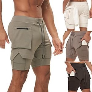 Voor heren Hardloopshorts Sportbroek Trekkoord 2 in 1 Short / Broekje Sportief Sportkleding Spandex Ademend Zacht Sneldrogend Yoga Fitness Sportschooltraining Sportkleding Sportkleding Effen Zwart Lightinthebox