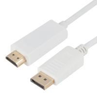 DisplayPort male naar HDMI male adapter kabel lengte: 1.8 m (wit)