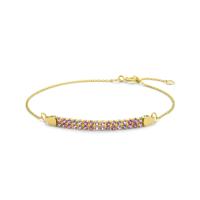 14k Gouden Armband met Amethist, Rhodoliet & Saffier - 16-18 cm, 0,9 mm