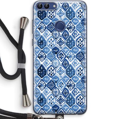 Blauw motief: Huawei P Smart (2018) Transparant Hoesje met koord