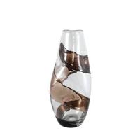 PTMD Lisee Brown solid glass vase line frost L - thumbnail