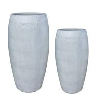 PTMD Rae White high ceramic pot round set of 2 - thumbnail