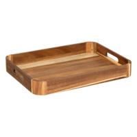 5Five Design dienblad van acacia hout - 40 x 30 x 5 cm - lichtbruin - Hoge opstaande rand