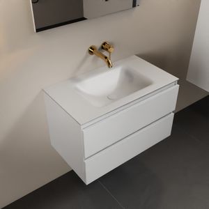 MONDIAZ AIVY 80cm badmeubel Talc, wastafel Talc solid surface midden zonder kraangat (AI-351171TALC-NO - AI-M80TAMI)