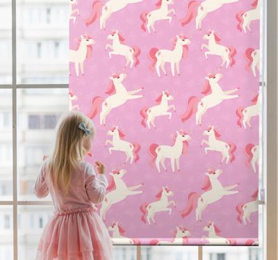 Rolgordijn babykamer Pastelkleurige roze eenhoorns