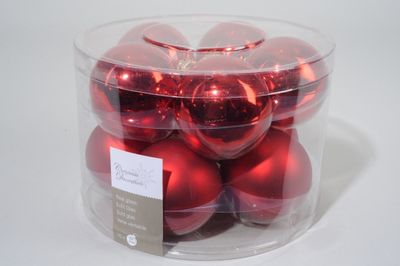 10 kerstballen kerstrood glans-mat 60 mm - Ksd