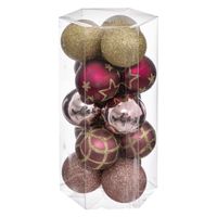 Atmosphera kerstballen-15x- D5 cm -mix wit/roze/goud/champagne - plastic   -