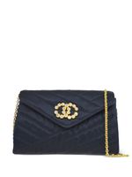 CHANEL Pre-Owned sac porté épaule matelassé à strass (1990) - Bleu