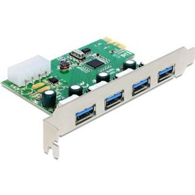 Delock 89363 PCI Express x1-kaart naar 4 x externe USB Type-A femalee USB 5 Gbps