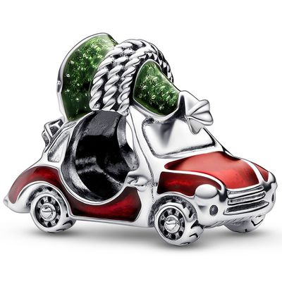 Pandora 792358C01 Bedel Festive Car and Christmas Tree zilver-emaille meerkleurig