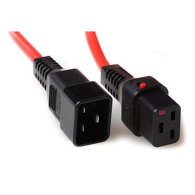 ACT AK5204 230V Stroomkabel C19 Lockable/C20 Rood - 3 meter