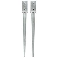 VidaXL Grondpinnen 2 st 7x7x75 cm gegalvaniseerd staal zilverkleurig