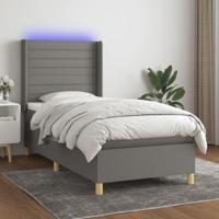 Boxspring met matras en LED stof donkergrijs 80x200 cm