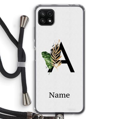Charcoal Flora: Samsung Galaxy A22 5G Transparant Hoesje met koord
