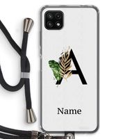 Charcoal Flora: Samsung Galaxy A22 5G Transparant Hoesje met koord