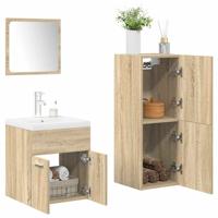 4-delige Badkamermeubelset bewerkt hout sonoma eikenkleurig