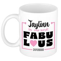 Naam mok Jaylinn - wit - Fabulous - keramiek - 300 ml - cadeau collega beker - thumbnail