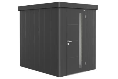 Biohort Metalen tuinhuis Neo - Enkele deur - Donkergrijs - 2A (180x236 cm)- Plat dak- Metaal- Biohort