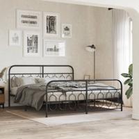 Bedframe met hoofd- en voeteneinde metaal zwart 183x213 cm - thumbnail