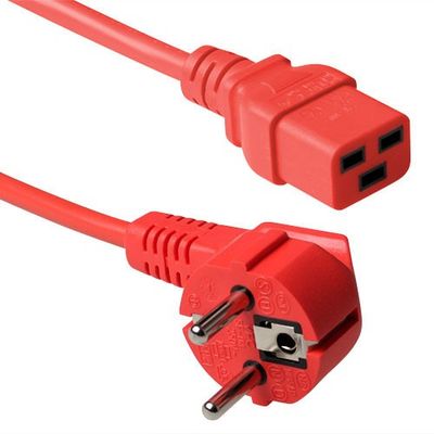 ACT AK5167 Netsnoer CEE 7/7 male (haaks) | C19 | Rood | 60 cm